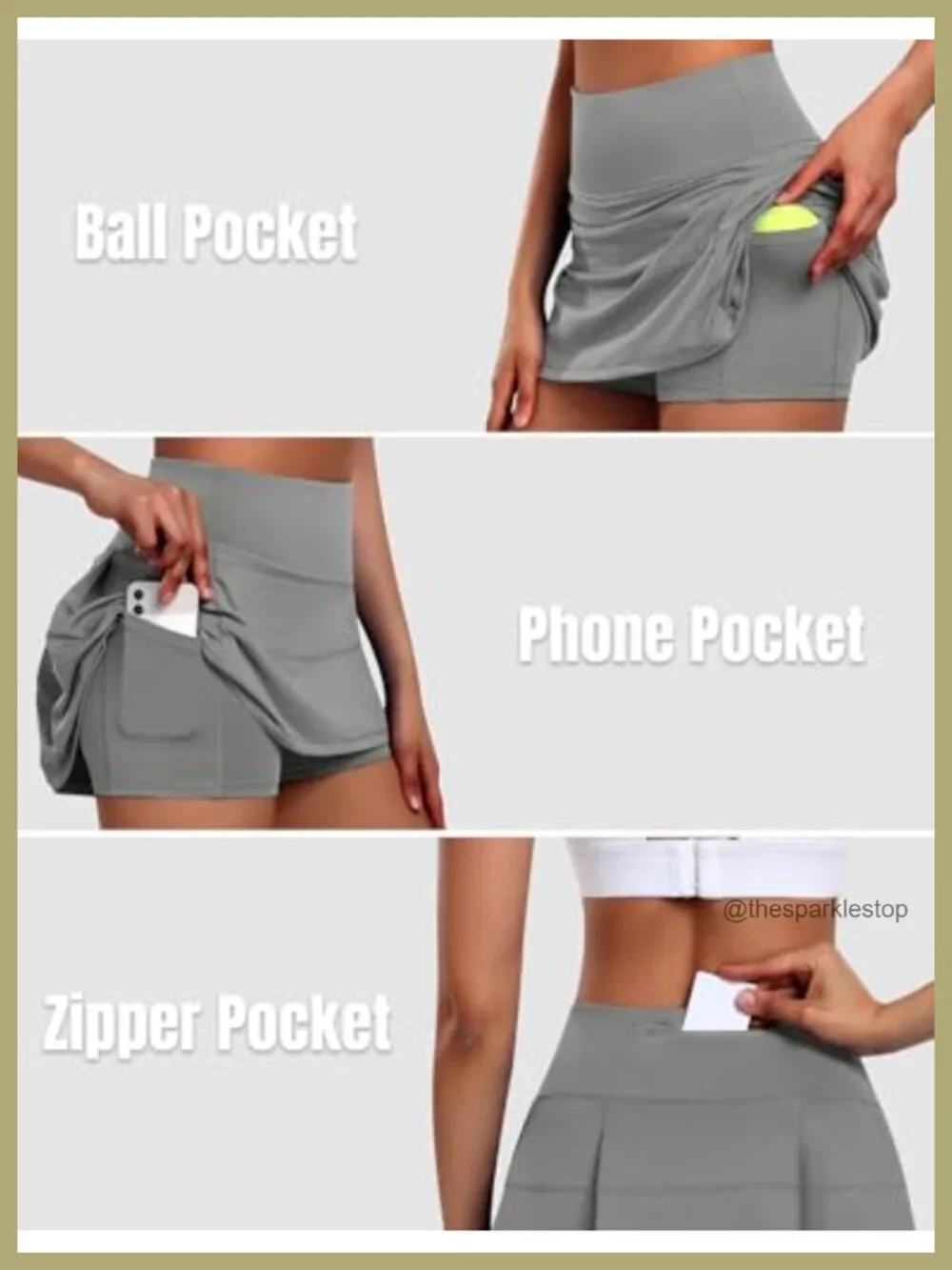 Pleated Tennis Skort with Shorts High Waist Athletic Skirt with Pockets